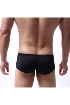 LANSKIRT Calecon Maintien Anti-Glisse sous-vêtements Sexy pour Hommes Transparent See Through Shorts Lip Print Underpants Lin