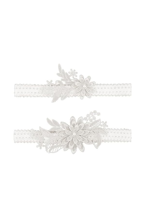 Amabro Lot de 2 jarretelles élastiques de mariage avec perles - Accessoires de mariée pour femmes et filles, blanc, Wedding E