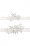 Amabro Lot de 2 jarretelles élastiques de mariage avec perles - Accessoires de mariée pour femmes et filles, blanc, Wedding E