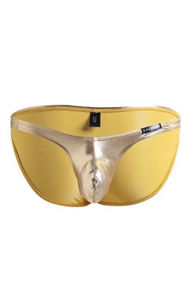 BIISDOST Trunks Sous-vêtements pour homme Sous-vêtements sexy Imitation vernis Caleçon sexy Boxer amusant pour homme, or, M