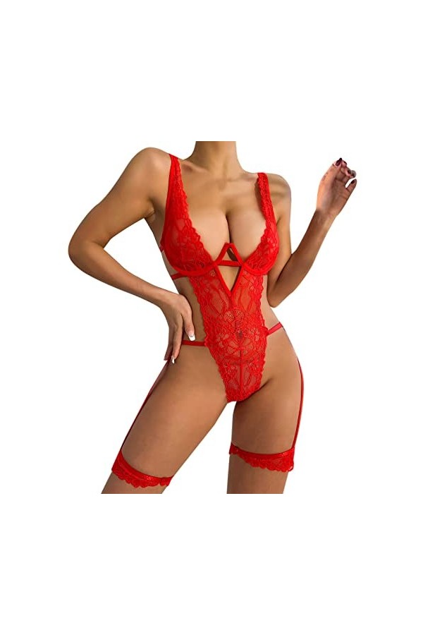 Lingerie Femme Sexy Ensemble Homme Sexy Hot y22k Femmes Snap Entrejambe Lingerie Sexy Dentelle Body Deep V Teddy Dentelle Aci