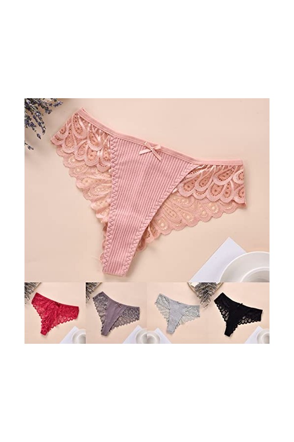 KEIZHUONIQIU G-String et T-Back Tangas pour Femme Erothique Slips Chic Dentelle Culottes Taille Haute Léopard sous-Vêtements 