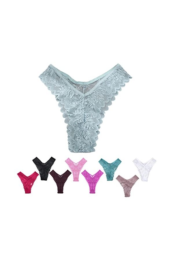 KEIZHUONIQIU String Pantalons et Tangas Feminins Hot Slip Confortable Dentelle Patchwork Culottes Taille Basse Blanc Lingerie