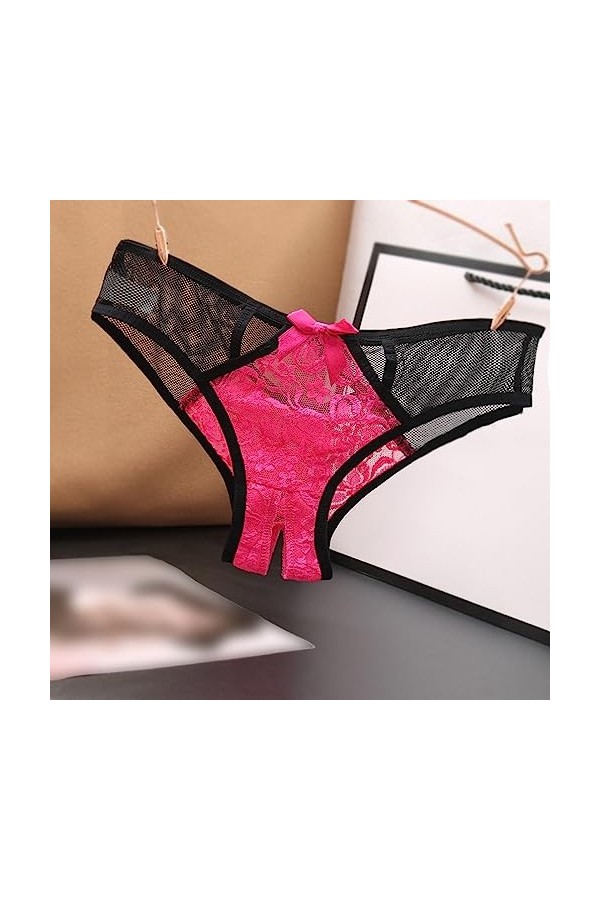 Femmes Sexy Culotte Sculptante Mince Creux Dentelle Dames Culottes À Nœud Taille Basse sous-vêtements Femmes Culottes Ouverte