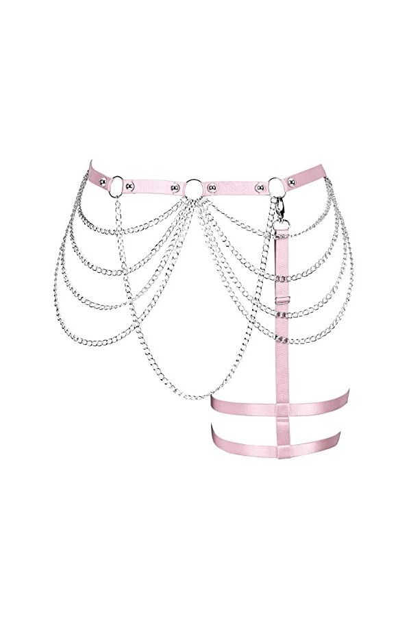 Harnais de corps pour femme, porte-jarretelles, grande taille, découpe, jarretière, cuisse, punk, gothique, carnaval, vêtemen