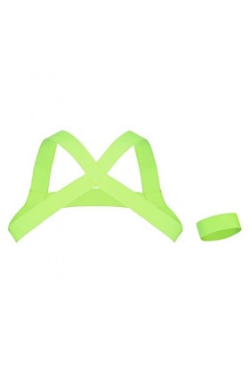 inhzoy Homme Harnais de Poitrine Bandage Maillot de Corps Élastique Sangle Fantaisie Costume Brassard Bracelet Muscles Sexy A