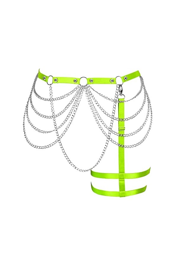 Harnais de corps pour femme, porte-jarretelles, grande taille, découpe, jarretière, cuisse, punk, gothique, carnaval, vêtemen