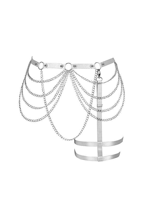 Harnais de corps pour femme, porte-jarretelles, grande taille, découpe, jarretière, cuisse, punk, gothique, carnaval, vêtemen