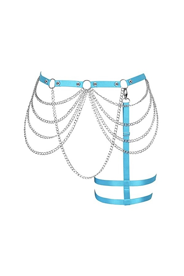 Harnais de corps pour femme, porte-jarretelles, grande taille, découpe, jarretière, cuisse, punk, gothique, carnaval, vêtemen