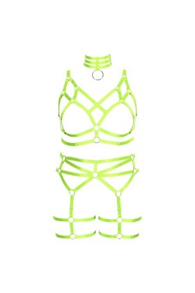 BBOHSS Ensemble soutien-gorge punk gothique pour femme - Ceinture creuse - Halloween - Costume de carnaval - 12 couleurs, Ver