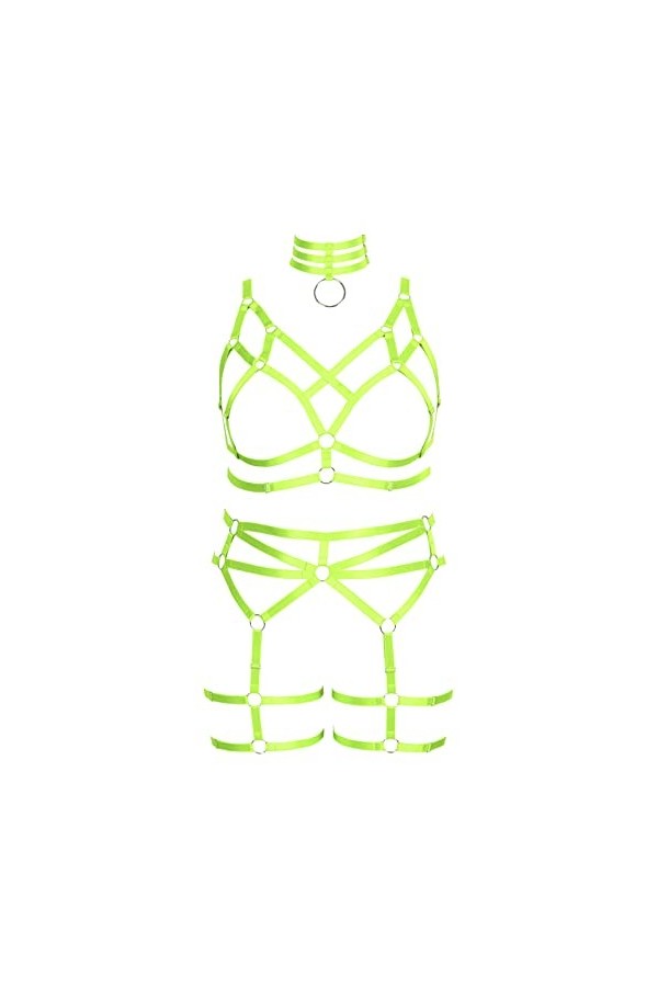 BBOHSS Ensemble soutien-gorge punk gothique pour femme - Ceinture creuse - Halloween - Costume de carnaval - 12 couleurs, Ver