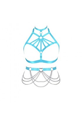 BBOHSS Ensemble de soutien-gorge pour femme - Mode - Bas creux - Pour festival, bleu ciel, taille unique
