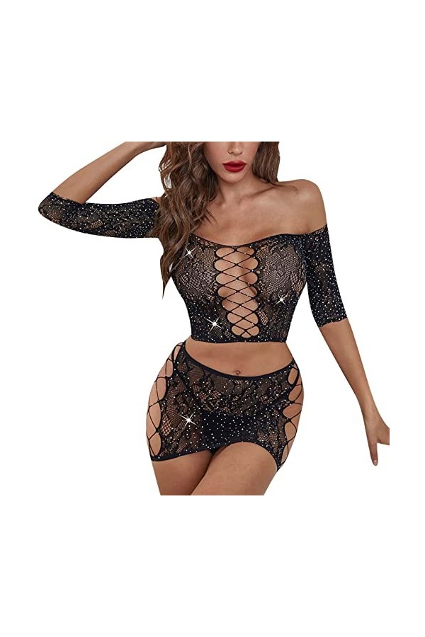 Lingerie Femme Sexy Ensemble Homme Sexy Hot y26k Sexy résille dame Sexy Sexy robe femmes Sexy sous-vêtements robe solide coul