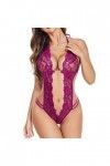 Femmes 1 Pièce Lingerie Sexy Dentelle Body Deep V Teddy Nuisettes S ~ XXL Sexy Dentelle Blanc Watermelon Red, XL 