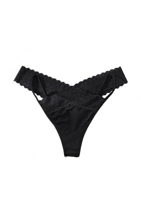 Culotte Femme Grande Taille Taille Basse Dentelle Sexy String sans Couture Confortable Body Transparent Sexy Black, XXXL 