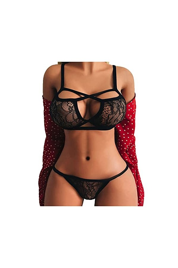 LDadgf Bustier Séducteur Soutien-gorge Ensemble BA-Out - Cage de soutien-gorge élastique - Fil de support creux - Vêtements d