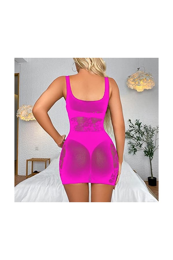 LDadgf Robe translucide à manches courtes pour femme - Mini robe de club moulante décontractée - Lingerie de Pâques, Rose, Ta
