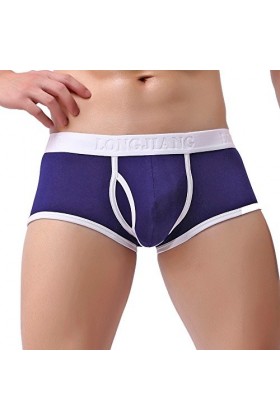 Sexy Pouch Breathe Bulge Sous-vêtements solides pour homme Sous-vêtement avec inscription en allemand, bleu, S