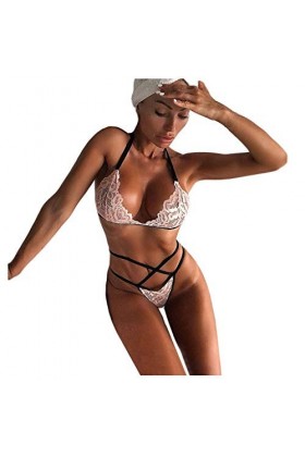 Vêtements De Nuit Femme Dentelle Lingerie Sexy Ensemble 2 Pièce sous-Vetements Sexy Ensemble Soutien Gorge et String Erotique