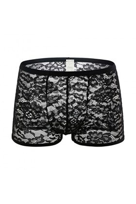 Lingerie Homme Sexy Hot String en dentelle pour hommes Culotte de sexe Culotte en T transparente pour hommes Sous-vêtements S