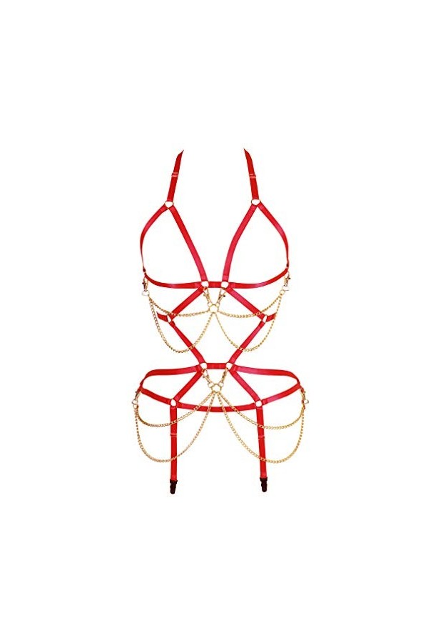 Ensemble de soutien-gorge pour femme - Avec jarretière élastique - Avec ceinture - Style punk gothique - 0028, lilas, 32