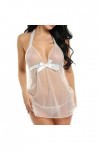 Tenue Sexy Femme Grande Taille Sexy Soutiens-Gorge Dentelle Sexy G-String Ensemble Robe sans Manches Dentelle Vêtements De Nu