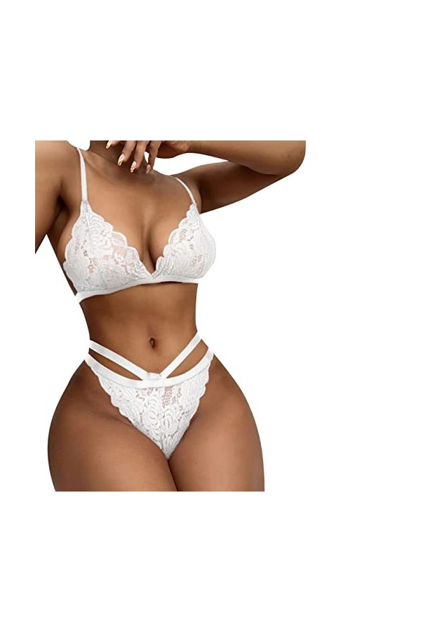 Lingerie Sexy Ensemble Femme 2 Pièce sous-Vetements Sexy Vêtements De Nuit Dentelle Ensemble Soutien Gorge et String Erotique