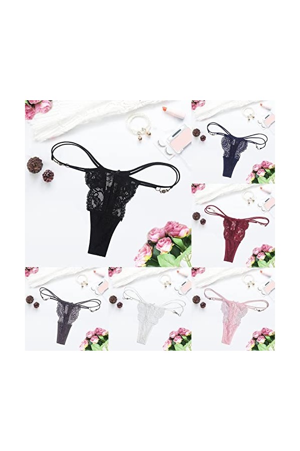 Tanga-Strings Tanga Dames Sexy Slips et Comfortable en Dentelle Culottes Taille Basse Élastique sous Vetement en Coton Shorty