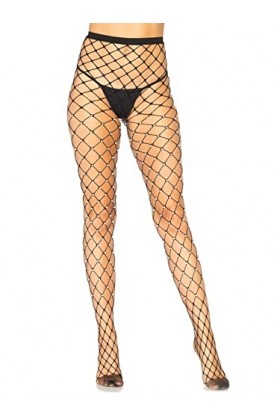 Leg Avenue 9029 Collant en Grosse Résille avec Fausses Perles Noir Tu Eur 34-38