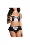 Costume de femme de ménage sexy - Soutien-gorge ouvert - Bandage sans fil - Sous-vêtements sans fil - Noir, Noir , S