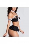 Costume de femme de ménage sexy - Soutien-gorge ouvert - Bandage sans fil - Sous-vêtements sans fil - Noir, Noir , S
