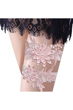 Visiblurry Jarretières pour mariée, Cuisse Extensible en Dentelle pour Bal, Porte-Jarretelles Floral Extensible et jarretière