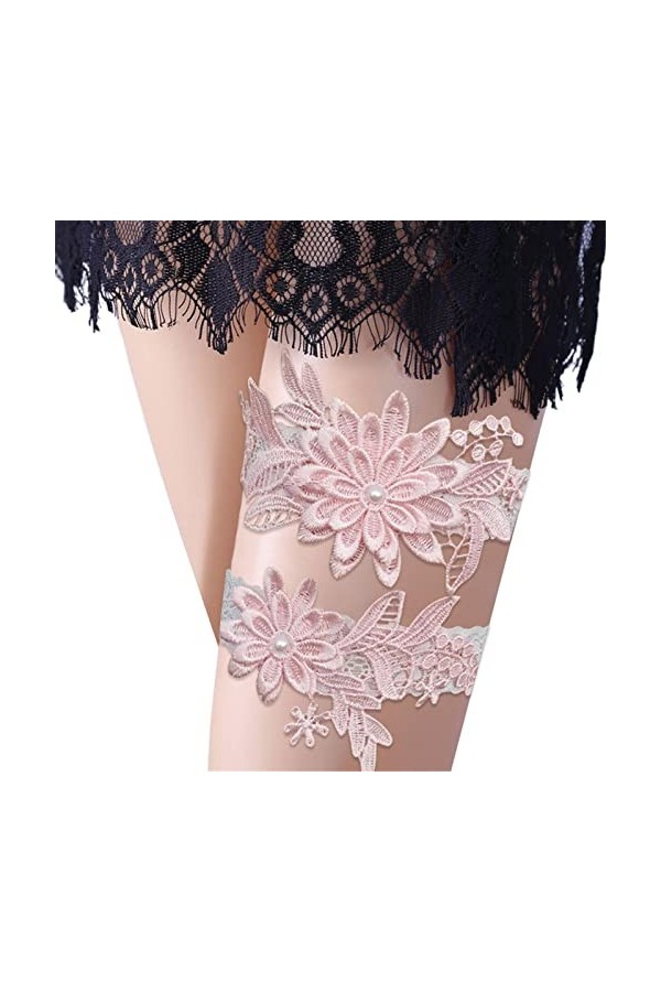 Visiblurry Jarretières pour mariée, Cuisse Extensible en Dentelle pour Bal, Porte-Jarretelles Floral Extensible et jarretière