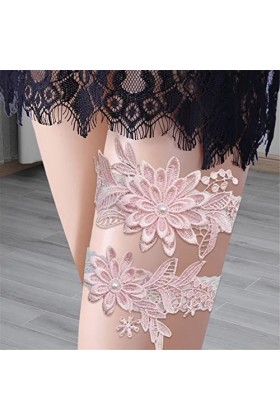 Visiblurry Jarretières pour mariée, Cuisse Extensible en Dentelle pour Bal, Porte-Jarretelles Floral Extensible et jarretière