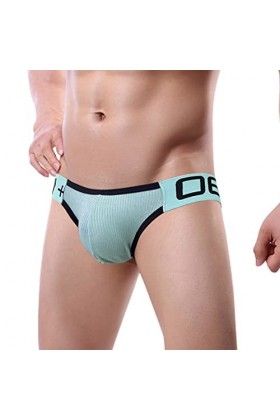 LOIJMK Mini slip en coton pour homme Taille basse avec poche arrière vide, bleu, L