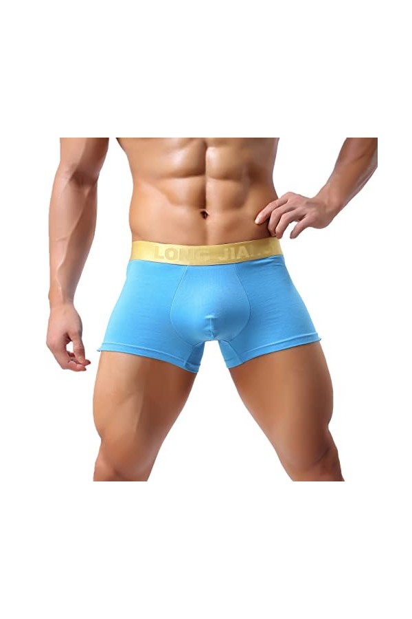 Sous-vêtement décontracté pour homme - En coton - Confortable - Argenté, bleu, L