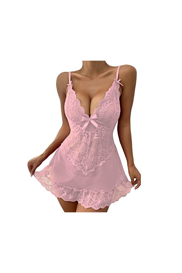 Chemise De Nuit Femme Grande Taille Femmes résille Haut Ensemble de Lingerie Deux pièces Maille Transparente évider sous-vête