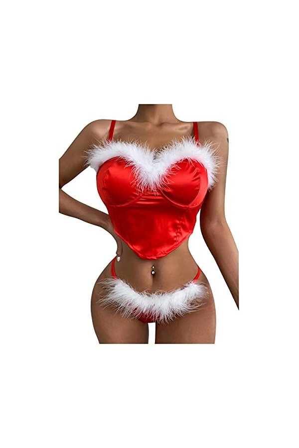 FGUUTYM Ensemble de lingerie sexy pour femme, rouge, M