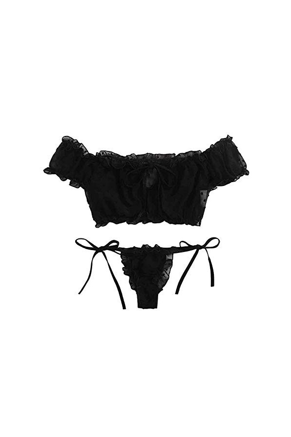 Lingerie Femme Sexy Ensemble Homme Sexy Hot y21k Lingerie Bowknot Off-Shouder Femmes Pyjama Sleepwear Mignon Broderie Set Den