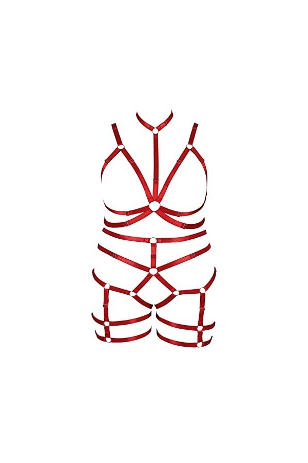 BBOHSS Ensemble de sous - vêtements à Bretelles pour Femmes Plus Grande Taille Cage évidée Halter Bra & Garter Set Punk Gothi
