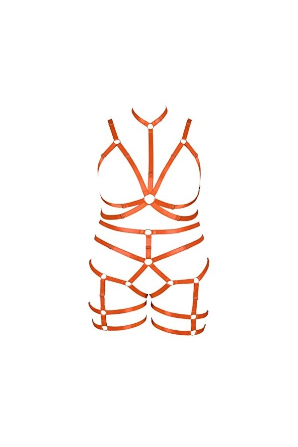 BBOHSS Ensemble de sous - vêtements à Bretelles pour Femmes Plus Grande Taille Cage évidée Halter Bra & Garter Set Punk Gothi