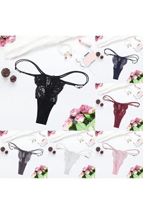 Tanga-Strings Tanga Dames Sexy Slips et Comfortable en Dentelle Culottes Taille Basse Élastique sous Vetement en Coton Shorty