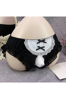 Junhasgood Robes Longues pour Hommes Mens Ice Silk Plus Size sous-vêtements Oreille en Bois Taille Basse Pocket Sexy Egg Brie