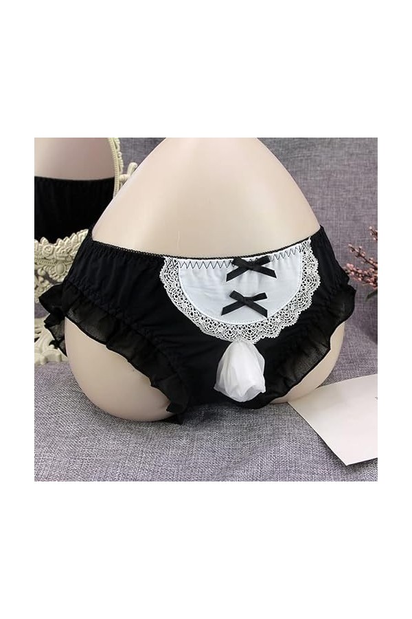 Junhasgood Robes Longues pour Hommes Mens Ice Silk Plus Size sous-vêtements Oreille en Bois Taille Basse Pocket Sexy Egg Brie