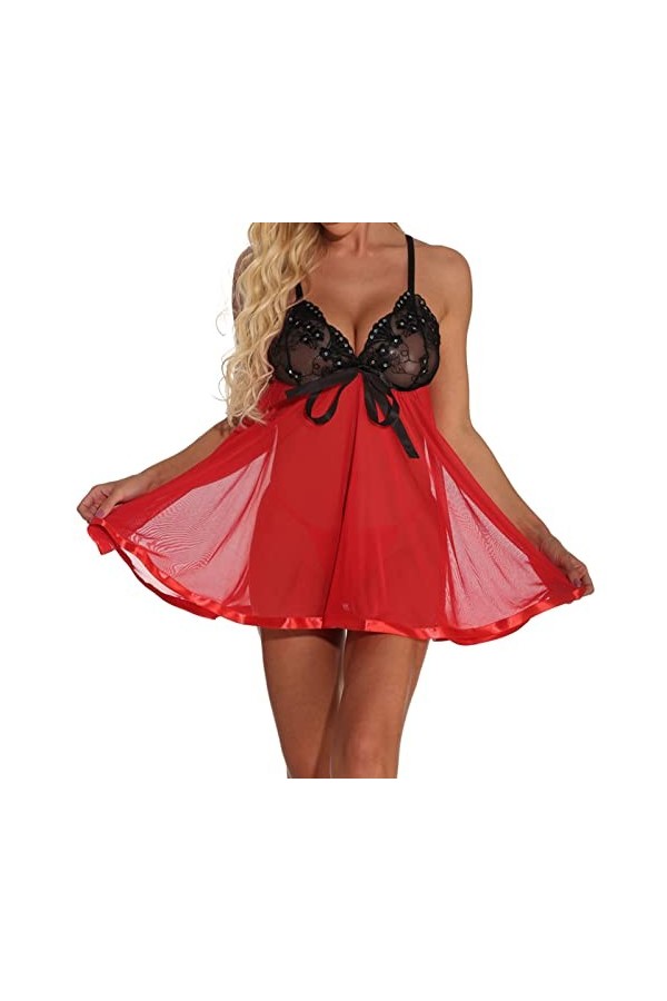 Nuisettes Sexy Femme Coquine Lingerie Harness Nuit Mini Robe Slutty Hot Clubwear Élastique See Through Mini Short Seduction L