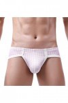 BIISDOST Hommes Plaid Imprimé Respirant Léger Sexy sous-Vêtements Culottes Taille Basse Pyjama Pieds pour Homme Purple, L 