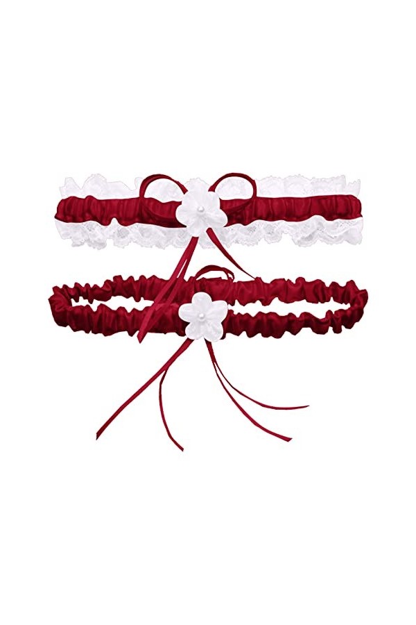 Jarretière de mariage bleue avec nœud élastique et perle 2 pièces jarretière dentelle bleu noir jarretière mariage vert rouge