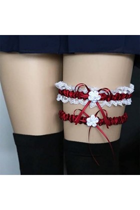 Jarretière de mariage bleue avec nœud élastique et perle 2 pièces jarretière dentelle bleu noir jarretière mariage vert rouge