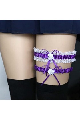 Jarretière de mariage bleue . 2 pièces avec dentelle élastique jarretière mariage noeud et perle personnalisée bleu jarretièr