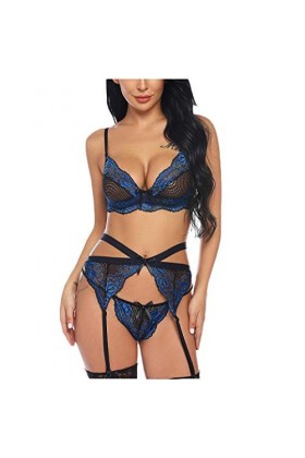 Lingerie Femme Sexy Ensemble Homme Sexy Hot y25k Set Dentelle avec des sous-vêtements de jarretière Broderie Sexy Femmes + Th